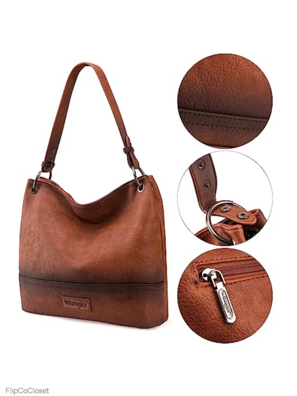 Vegan Leather Hobo Bag Shoulder Purse with Crossbody Strap